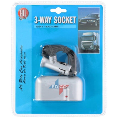 Универсален разклонител за запалка с 3 входа 12V - 24V 8 amp Dunlop