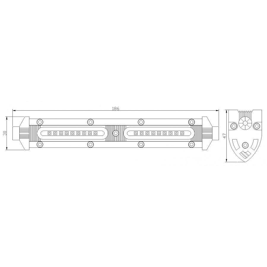 Едноредов SLIM LED бар 18.6см 54W 12-24V, ултра тънък