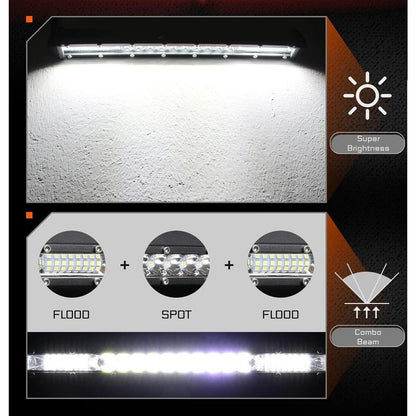 Едноредов SLIM LED бар 27.5см 72W 12-24V, ултра тънък