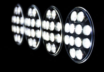 LED Диоден Халоген, Фар, с Бял Габарит, Ø 218мм, 12V 24V, 12 Диода, За Джип, Камион, Трактор, Багер, Земеделски Машини и др.