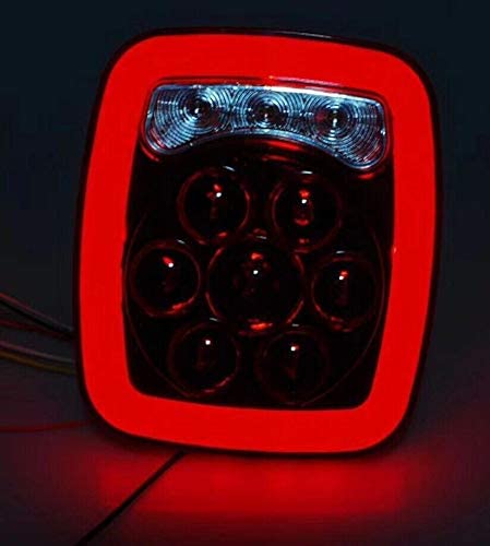 Комплект от 2 броя LED Диодни стопове стоп задна светлина 12V с Неон Neon ефект за камион бус ТИР ремарке каравана 166 x 142 mm