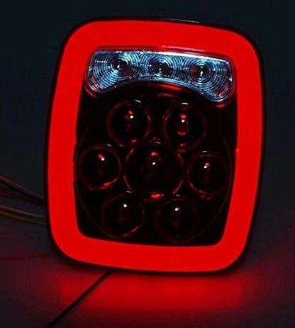 Комплект от 2 броя LED Диодни стопове стоп задна светлина 12V с Неон Neon ефект за камион бус ТИР ремарке каравана 166 x 142 mm