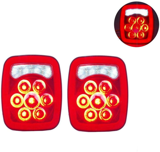 Комплект от 2 броя LED Диодни стопове стоп задна светлина 12V с Неон Neon ефект за камион бус ТИР ремарке каравана 166 x 142 mm