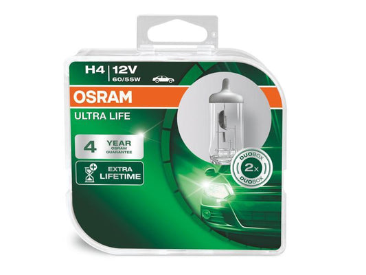 Комплект 2 броя халогенни крушки Osram H4 UltraLife 12V, 60/55W, P43t