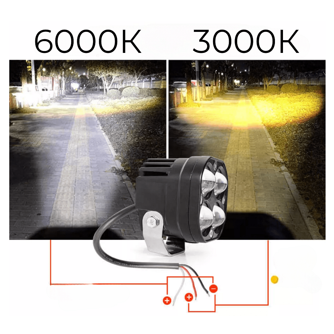 Комплект 2бр 3" 60W квадратни LED работни светлини с бяла и жълта светлина, 12V/24V