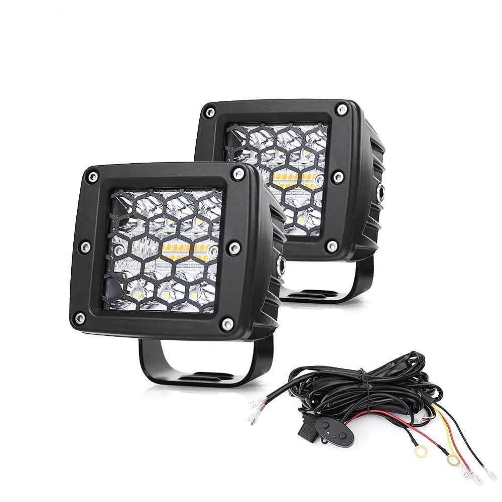 Комплект 2бр LED работни светлини /халогени/ с бяла + блиц светлина, 6 режима, 12/24V