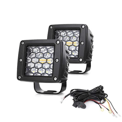 Комплект 2бр LED работни светлини /халогени/ с бяла + блиц светлина, 6 режима, 12/24V