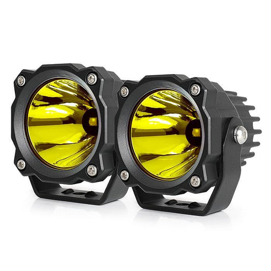 Комплект 2бр Мощни жълти LED прожектори 3" 60W, 4500lm, 12/24V, Жълта светлина, Светлинен Лъч до 320м