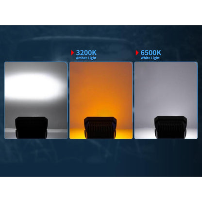 Комплект 2бр правоъгълни LED работни халогени 50W, 2200lm – Бяла + Оранжева светлина, IP67 & IP69K, E-mark
