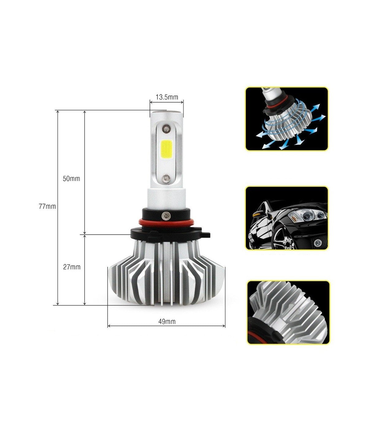Комплект 2бр S9 LED крушки H4 72W