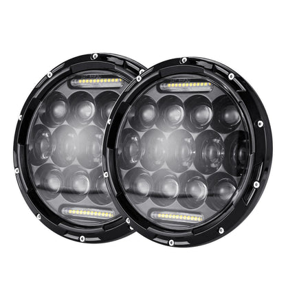 Комплект Кръгли LED фарове 7" 70W H4 букса, къси, дълги и дневни