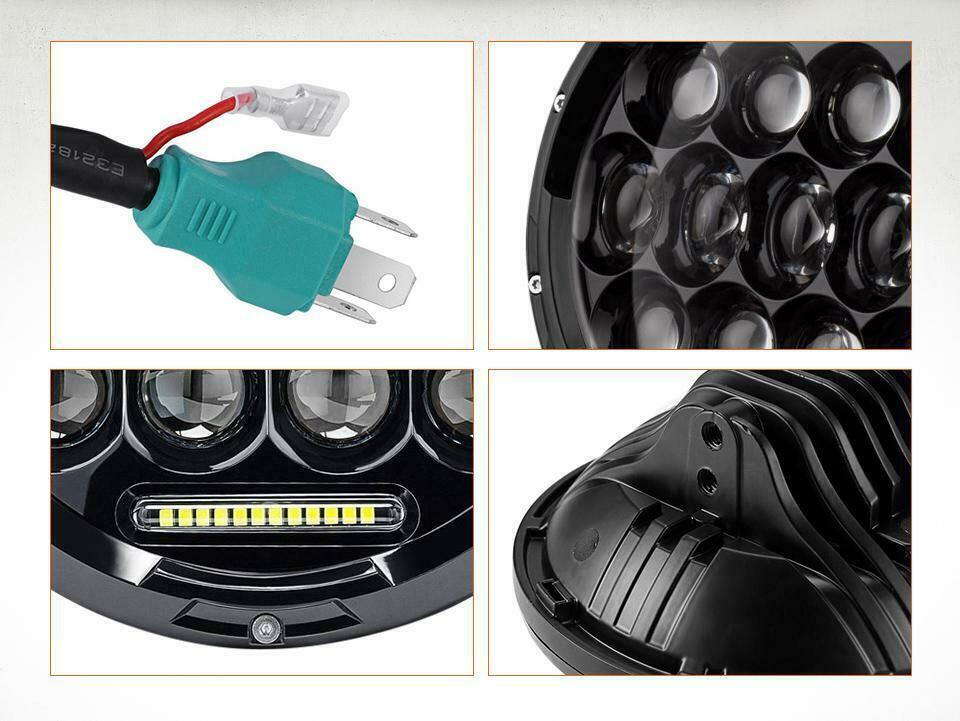 Комплект Кръгли LED фарове 7" 70W H4 букса, къси, дълги и дневни