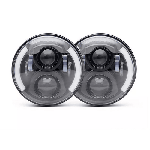 Комплект Кръгли LED фарове 7" 80W H4 букса, къси, дълги, дневни и мигач