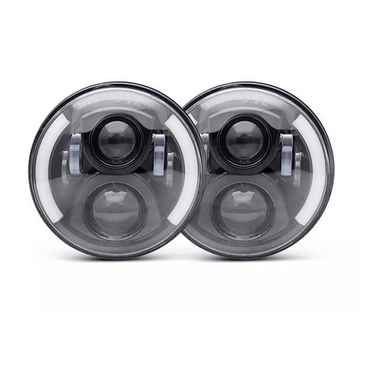 Комплект Кръгли LED фарове 7" 80W H4 букса, къси, дълги, дневни и мигач