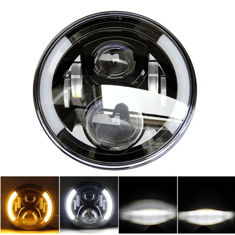 Комплект Кръгли LED фарове 7" 80W H4 букса, къси, дълги, дневни и мигач