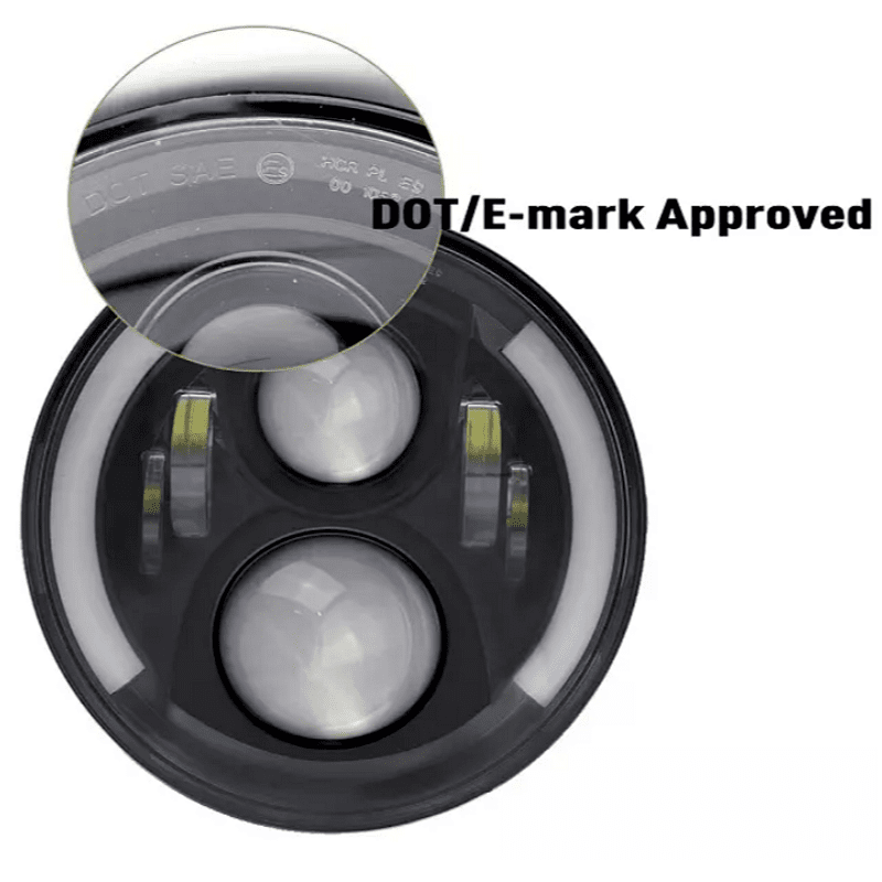 Комплект Кръгли LED фарове 7" 80W H4 букса, къси, дълги, дневни и мигач