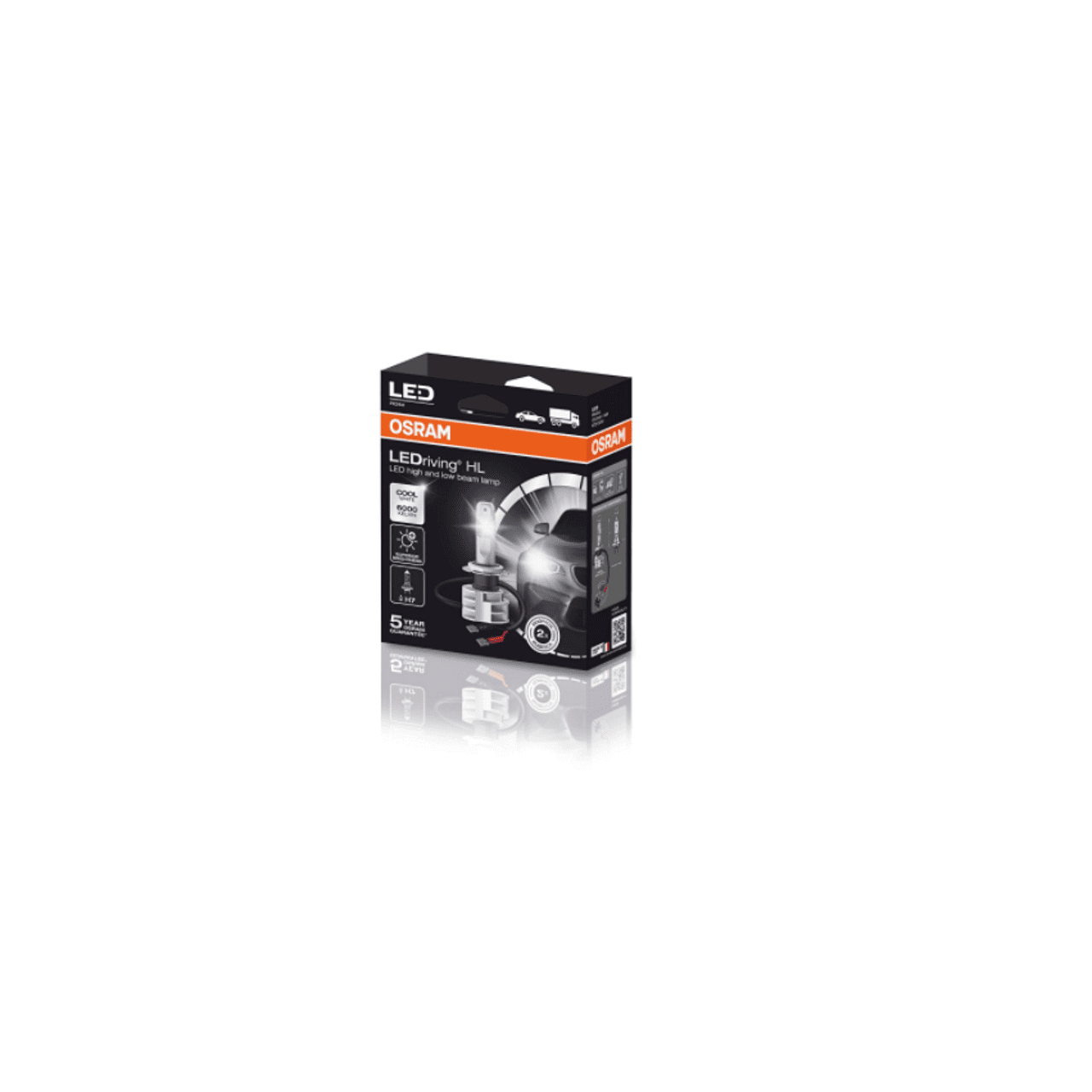 Комплект LED крушки Osram H7 LEDriving HL New Generation 67210CW за фарове, студено бяла светлина 6000K, 12V/24V, 14W, PX26d