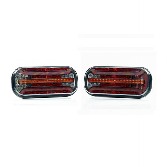 Комплект LED стопове с динамичен мигач, ляв и десен, 7 функции, Е-Мark, 12V-24V, с кабел