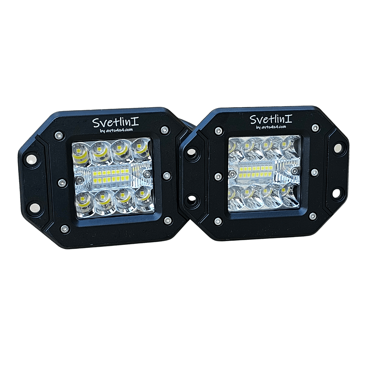 Комплект мощни LED халогени 5" 42W за вграждане в броня