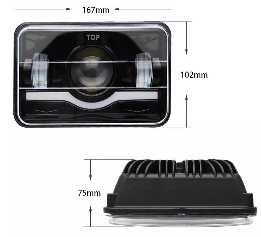 Комплект Правоъгълни LED фарове 4x6" 70W H4 букса, 3 светлини