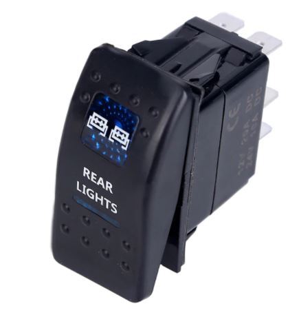Копче/бутон с надпис REAR LIGHTS за вграждане 12V - 24V
