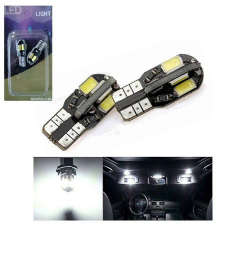 Комплект от 2 броя Led Крушки За Габарит Т10 W5W LED 8 SMD 5730 Canbus 12V Бяла Светлина Error free Без грешки в Блистер