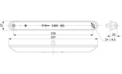 LED  Светлина, Две функции, Стоп, Габарит, Червен цвят, 12V - 24V, E-Mark