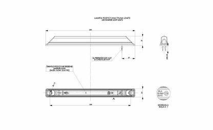 LED  Диоден Габарит Маркер Червен 25,5cm 12V - 24V E-Mark E9 от Полша