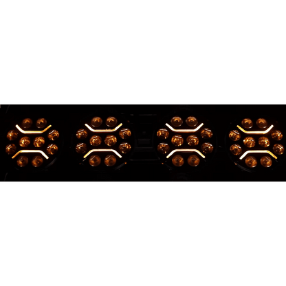 1бр Универсален LED + DRL Фар, бял+оранжев габарит Ø230 мм 12V/24V