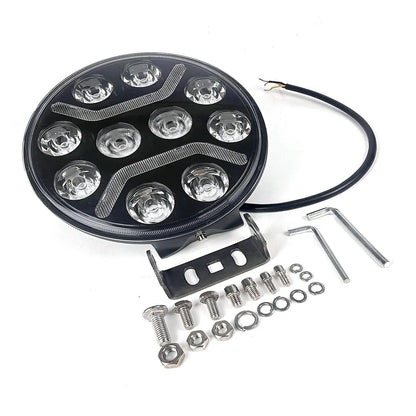 1бр Универсален LED + DRL Фар, бял+оранжев габарит Ø230 мм 12V/24V