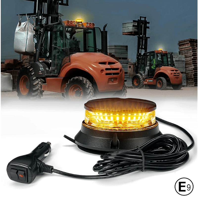 Led авариен буркан - маяк, 24W 12V/24V, въртяща сигнална лампа с магнит