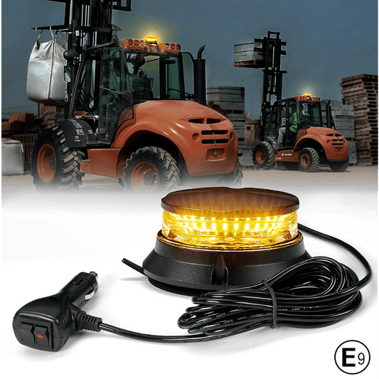 Led авариен буркан - маяк, 24W 12V/24V, въртяща сигнална лампа с магнит