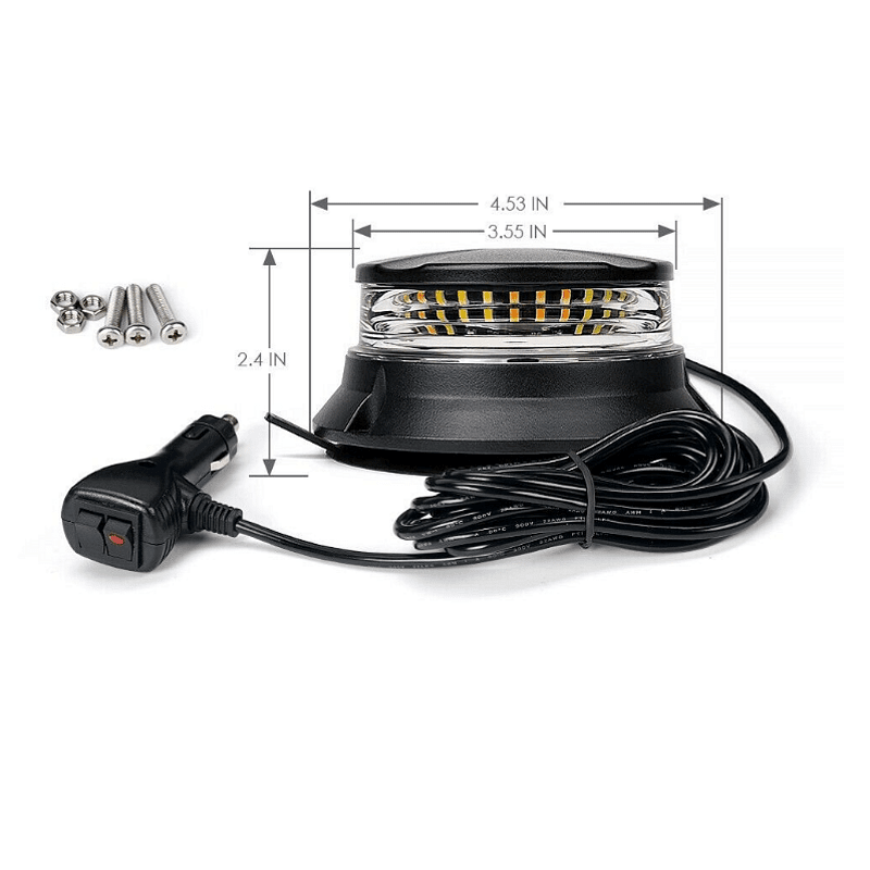 Led авариен буркан - маяк, 24W 12V/24V, въртяща сигнална лампа с магнит