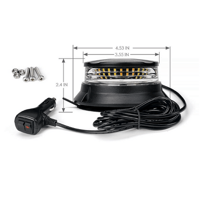 Led авариен буркан - маяк, 24W 12V/24V, въртяща сигнална лампа с магнит