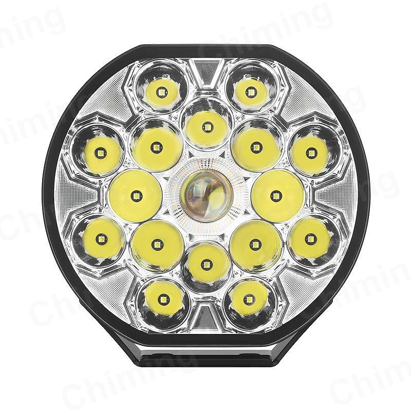 1бр LED фар с дълга бяла светлина + бяла и жълта габаритна 80W 9100lm 12V/24V E-Mark Е9