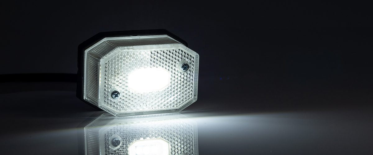 LED  Габарит с Рефлектор, Бяла Светлина, Маркер, Токос, 12V - 24V, E-Mark E9, За Каравана, Кемпер и др.