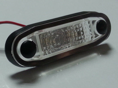 LED Светодиоден Габарит, Маркер, Токос, С Гума, Бял Цвят, Овален, Е-Mark, 12V, 7,5 см