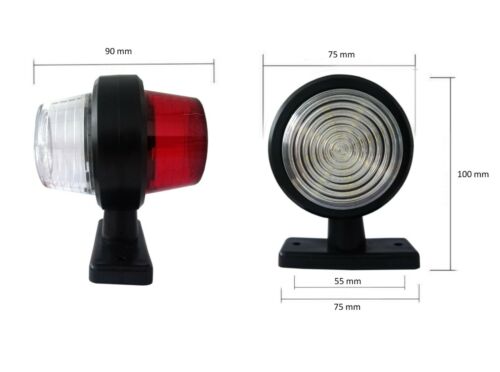 Комплект от 2 броя 12-24V висококачествени LED Диодни Странични Маркери, Рогчета, Светлини За Камион, Ремарке, Каравана, Кемпер АТВ и др., бяло-червено