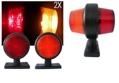 Комплект от 2 броя 12-24V висококачествени LED Диодни Странични Маркери, Рогчета, Светлини За Камион, Ремарке, Каравана, Кемпер АТВ и др., червено-оранжево