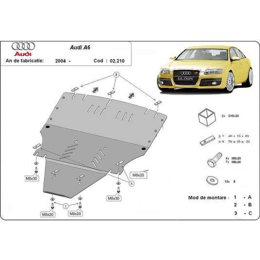 Метална кора под двигател и скоростна кутия AUDI A6 (4F2, C6) от 2004 до 2011
