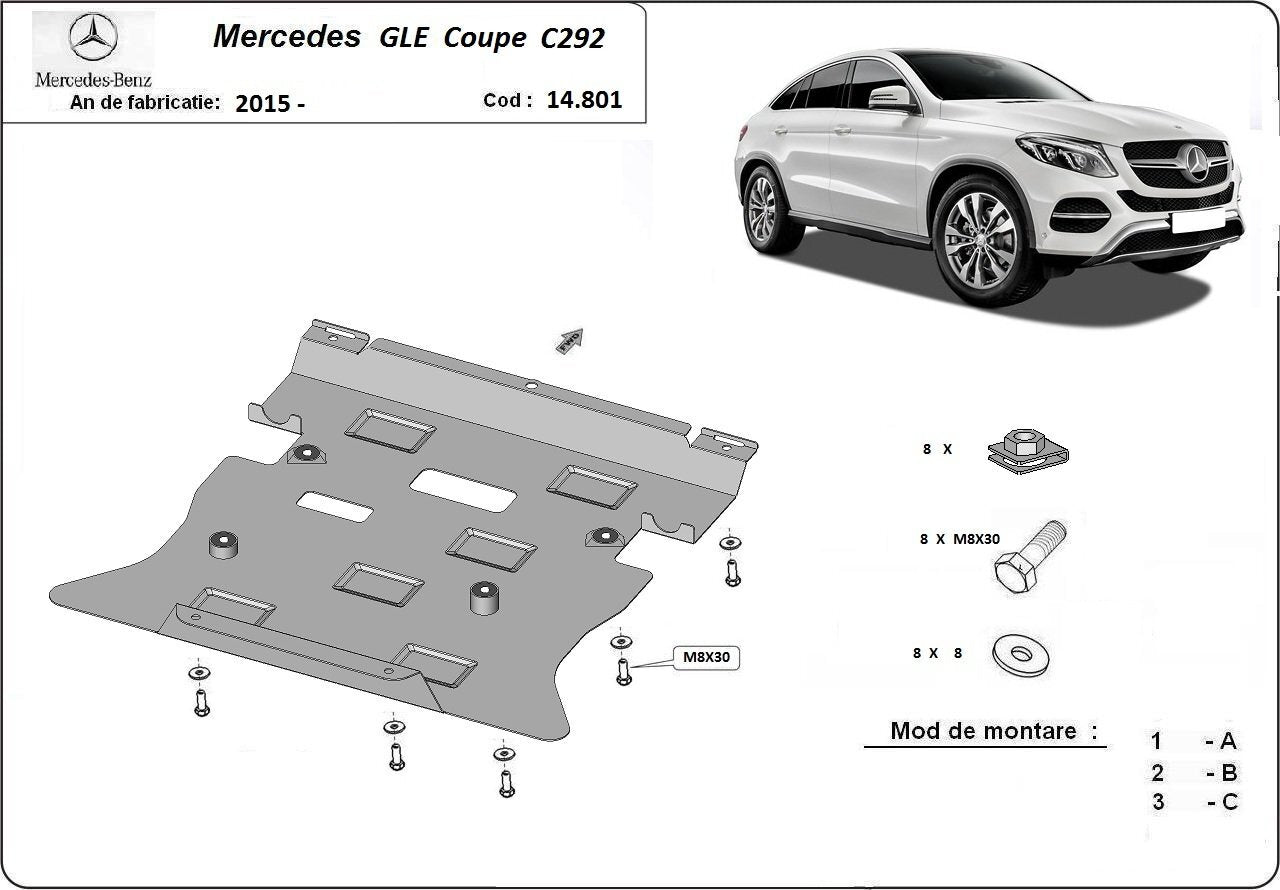 Метална кора под двигател и скоростна кутия MERCEDES GLE (C292) купе от 2015