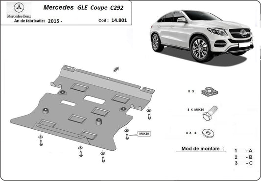Метална кора под двигател и скоростна кутия MERCEDES GLE (C292) купе от 2015