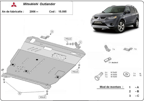 Метална кора под двигател и скоростна кутия MITSUBISHI OUTLANDER II от 2007 до 2013
