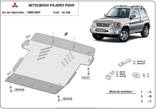 Метална кора под двигател MITSUBISHI PAJERO PININ от 1991 до 2000