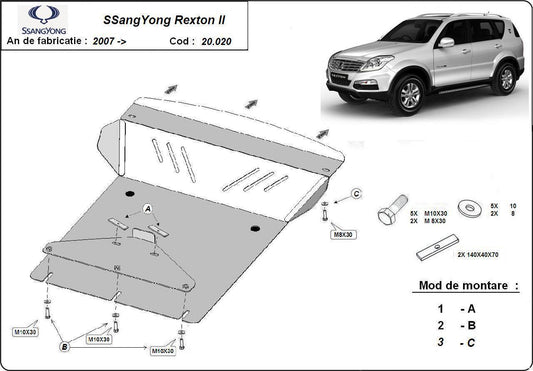 Метална кора под двигател SSANGYONG REXTON (GAB) от 2001 до 2006
