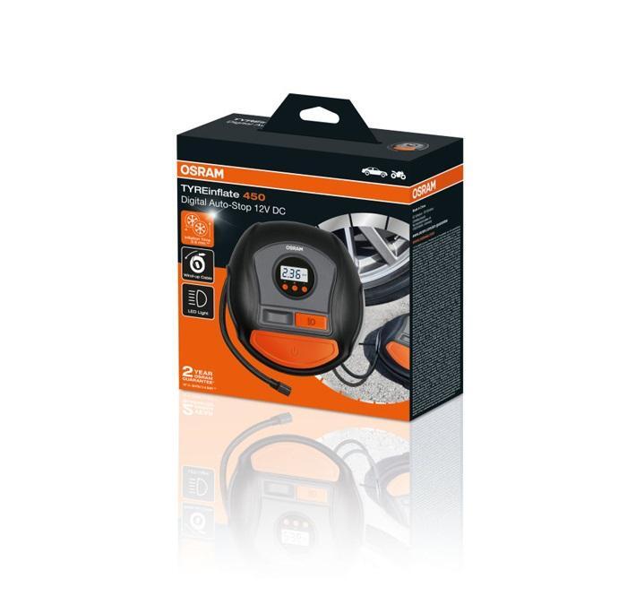 Дигитален мобилен компресор за гуми OSRAM 450 12V, 10A, 5.5bar