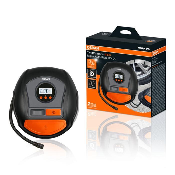 Дигитален мобилен компресор за гуми OSRAM 450 12V, 10A, 5.5bar