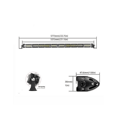 Мощен Едноредов Слим Led Бар 23" (58см) 180W 9000lm Комбо светлина, Ултра Тънък, 12/24V