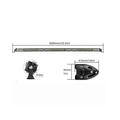 Мощен Едноредов Слим Led Бар 32" (82см) 270W 13500lm Комбо светлина, Ултра Тънък, 12/24V