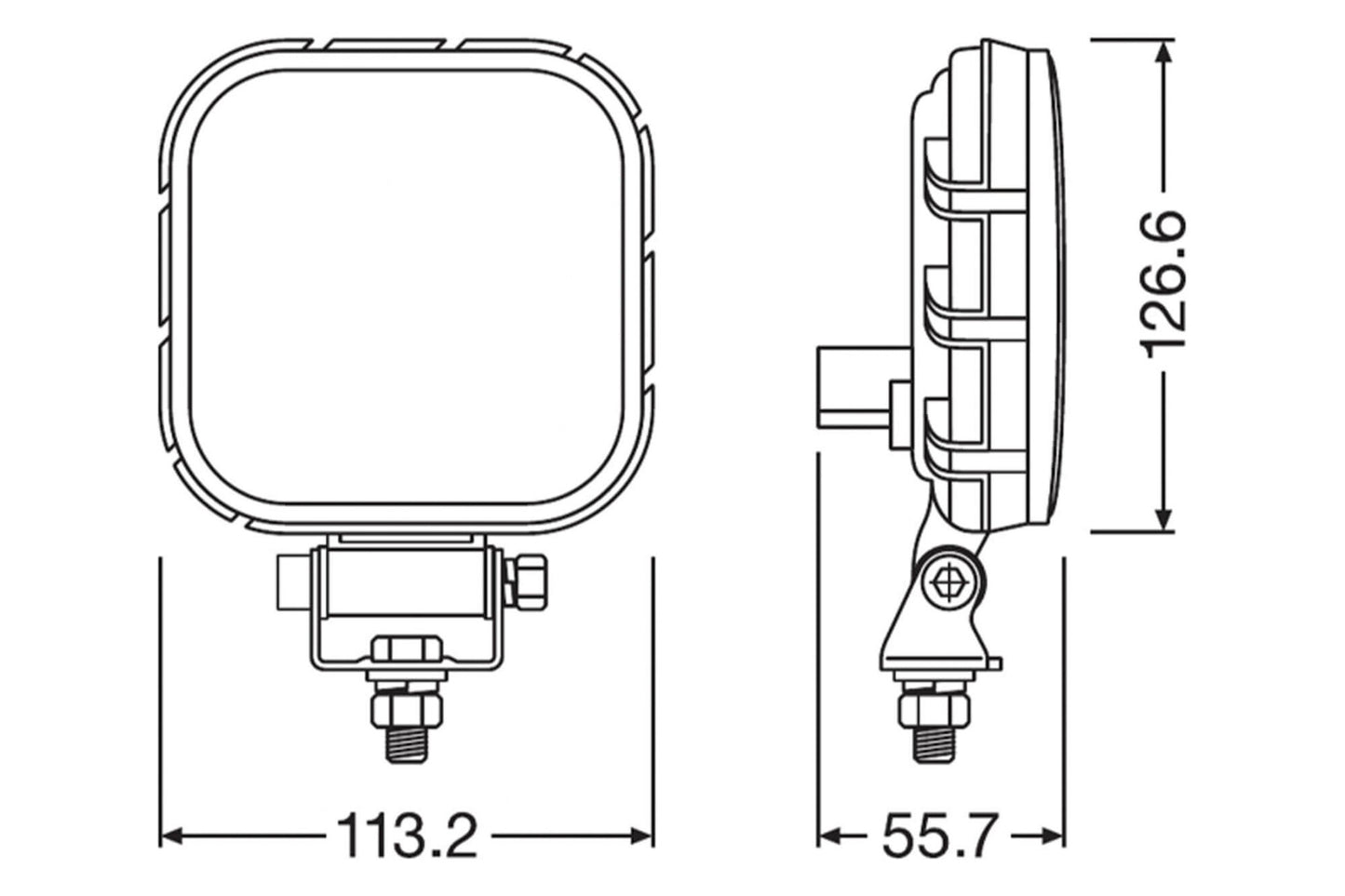 OSRAM ON-ROAD REVERSING VX120S-WD Квадратен LED халоген 113x56x126.6mm 2700K, 1100LM, 15W, 12/24V, IP69K, E-mark E9